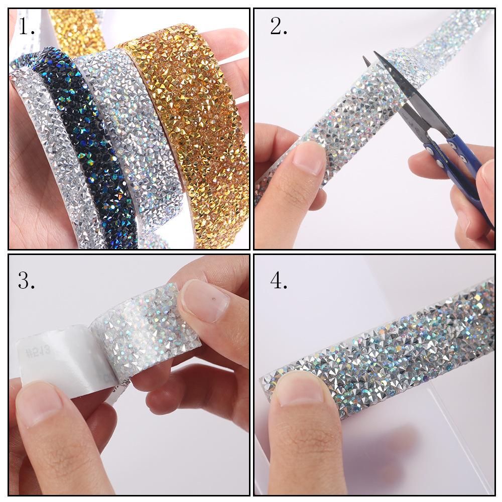 10mm Resin Rhinestone Ribbon Self Adhesive Diamond Ribbon Crystal Roll Glitter Resin Diamond Belt Bling For DIY Art Craft