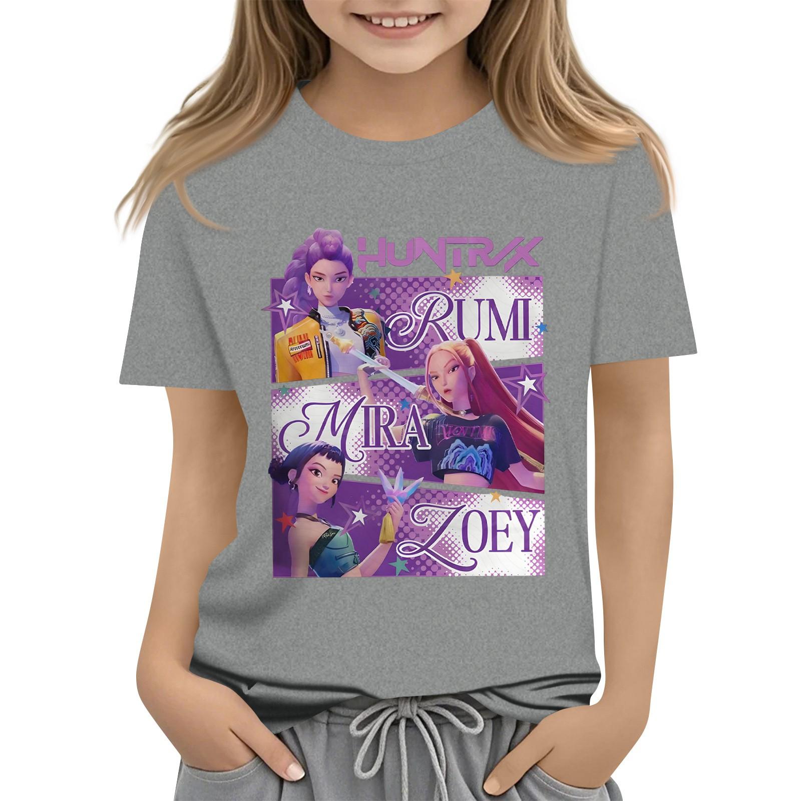 

Boys Girls Round Neck Casual Printed Short-sleeved T-shirt Top 100