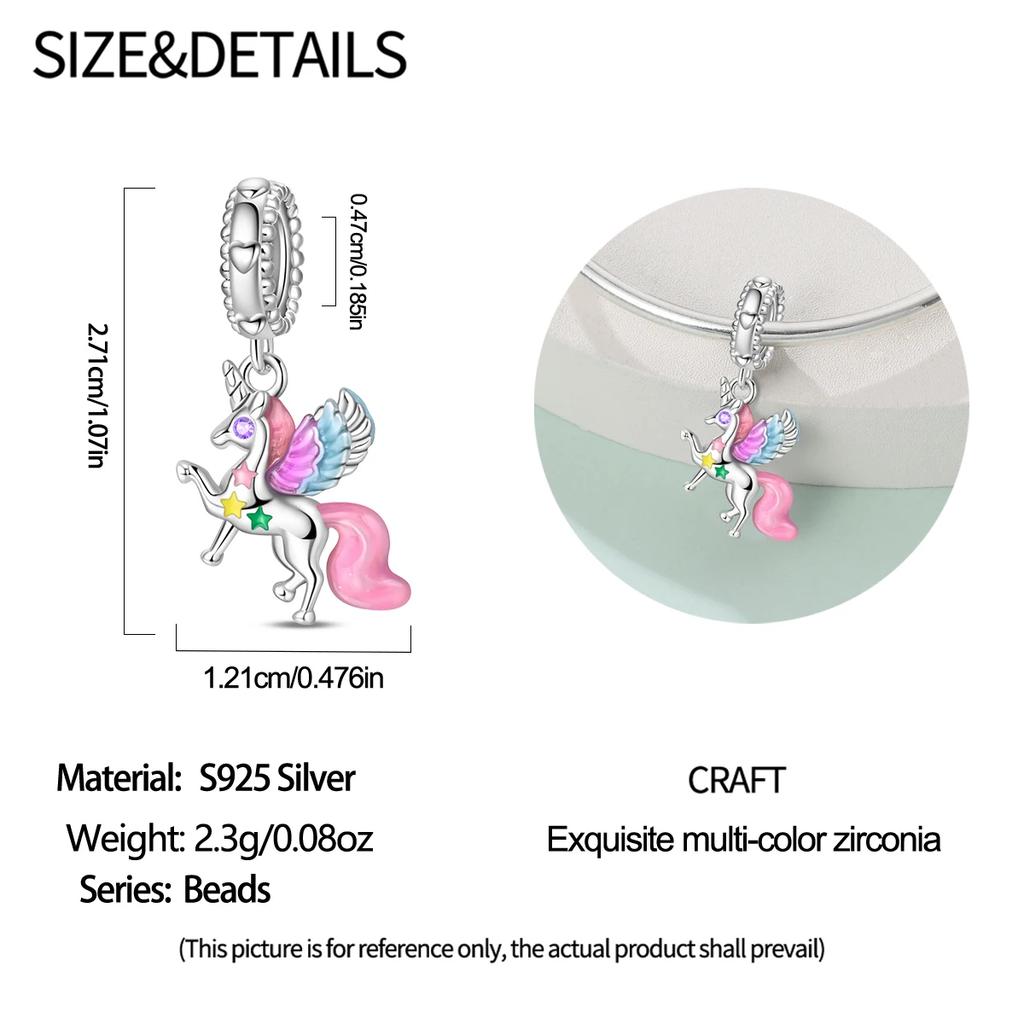 Authentic Charm Bead Charms copper Pink Unicorn Pendant Bead Charms Compatible With Bracelets Women Jewellery Making Diy Gift
