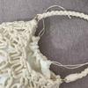 Summer Chic Solid Color Mesh Handbag Hollow Out Knitted Shoulder Bag Beach Tote Bag for Women