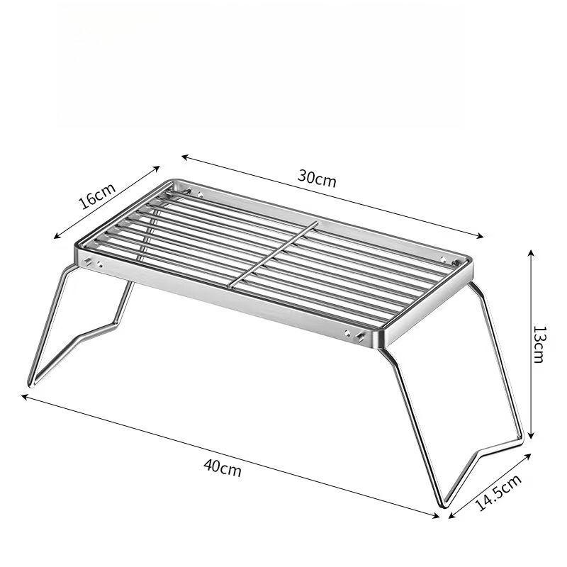 Outdoor Stainless Steel Stove Holder Camping Portable Folding Mini Barbecue Rack Set Pot Holder Baking Tray Holder
