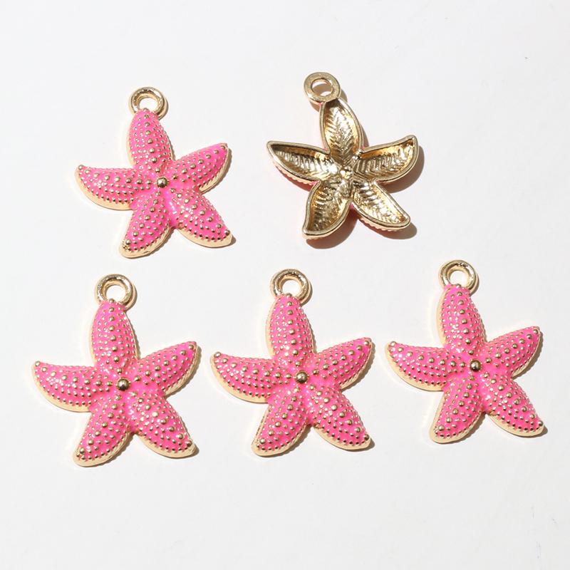 20pcs Enamel Starfish Charms Pendant 23x19mm Alloy Metal Crafts for Earrings Necklace Bracelet DIY Jewelry Making Accessories
