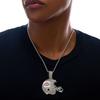 New Hip-hop Full Diamond Trend Bouncing Football Helmet Pendant with 5mm Twist Chain Necklace
