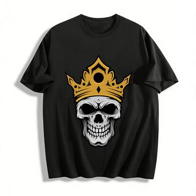 Dark Royalty Skull Print Trendy T-Shirt Unisex Streetwear Top Pure Cotton T-shirt