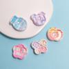 100pcs Kawaii Print Button Resin Charms Cute Flower Bear Cabochons for Scrapbooking