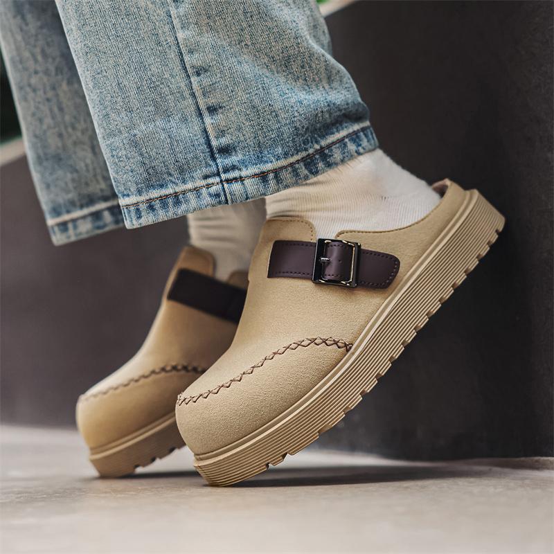 Platform Half Shoes Mules for Man Loafers Slippers Closed Toe Slip On Flat Sneakers Slides Sandals Summer Open Back Casual Shoes