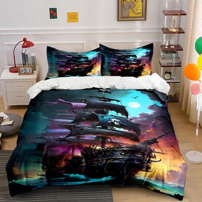 Pirate Ship and Moon. Bedding Sets Duvet Cover Sets Duvet Covers Pillowcases(1* Duvet Cover 2* Pillowcases Without Duvet Insert)