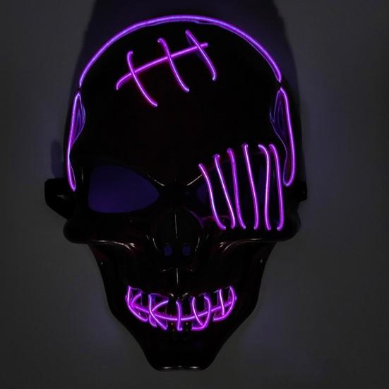 Halloween LED Face Cushion Scary Skull Full Face Cushion Light Up Neon Cosplay Costume Accessory for Parties Raves Festivals