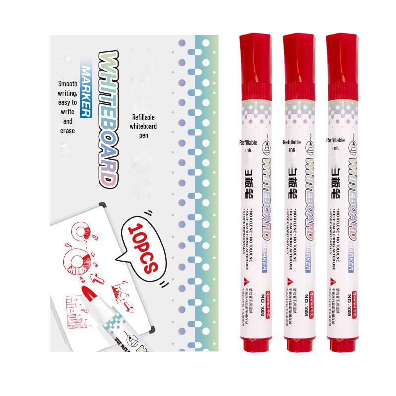 Marqueurs pour tableau blanc rechargeables, à pointe épaisse, noirs et colorés, effaçables, à base d'eau, de grande capacité