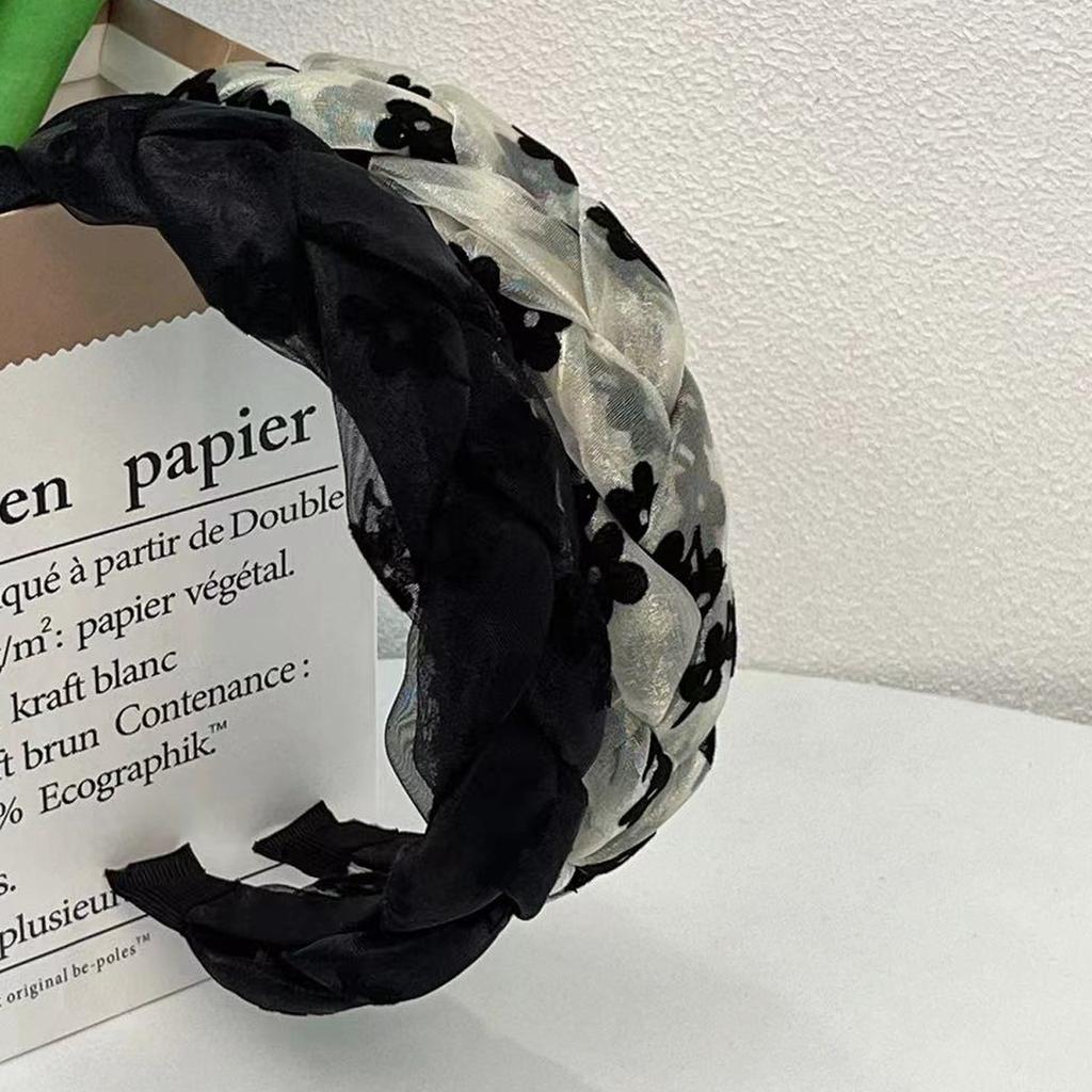 Bentiță împletită răsucită din plasă bentiță elegantă cu flori accesorii de păr la modă pentru femei
