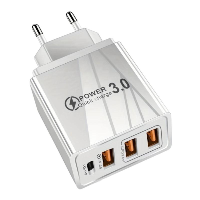 

2Pin Round Plug Multi Port USB Charger Standard European Fast Charging Adapter for Phones Tablets Travel Design 1