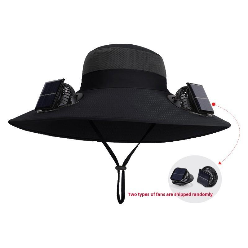 

Sun Power Solar Fan Hat With Oversized Brim For Outdoor Fishing Hiking Sun Protection Black
