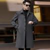 Men's Mid-Length Cashmere Fleece-Lined Winter Coat for Middle-Aged and Elderly Dads - Thickened Woolen Windbreaker