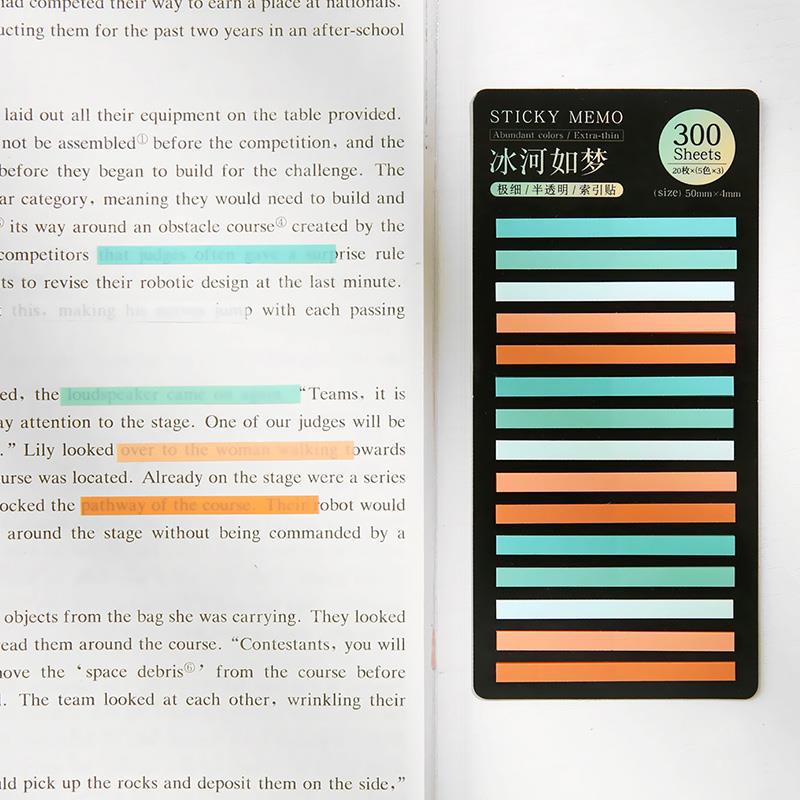 

300 Sheets Rainbow Color Index Memo Pad Sticky Notes Paper Sticker Notepad Bookmark School Supplies Kawaii Stationery