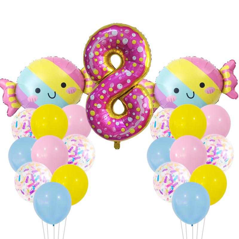 Candy Aluminum Film Digital Balloon Set Baby Shower Children's Birthday Scene Arrangement Background Decoration