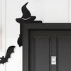 Halloween Door Corner Sign Decoration Easy Installation Door Frame Decor Ghost Black Cat Witch Hat Frame Topper Sign