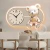 Cream Style Living Room Decoration Wall Clock Cartoon Design Clock Mural LED Mute Entrance Hall Hanging Painting Wall Clock
