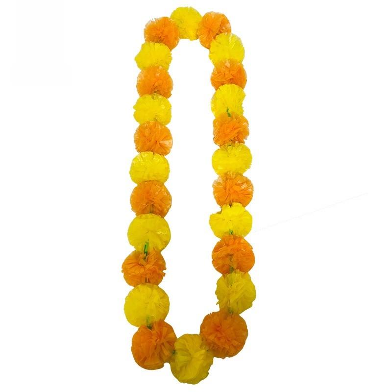 Dia De Los Muertos Decoracion Multicolor Marigold Garland With Plastic Decor For Party Venue Decoration