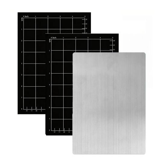 3Pcs Shims Magnetic Shim Cutting Mats with Card Size Grid Ruler Black Embossing
