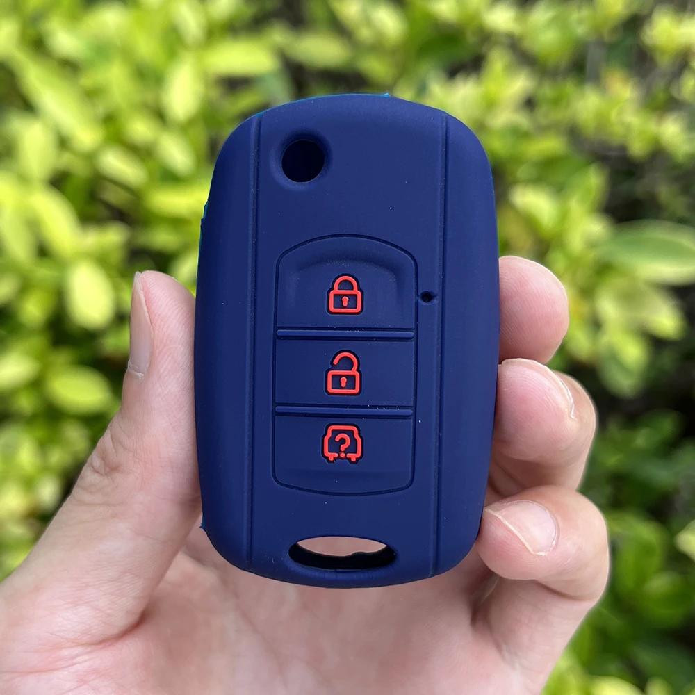 Rubber Car Key Fob Cover Silicone Protector Case for Dongfeng 580 F507 3 Buttons Flip Folding Remote Accessories Holder Shell