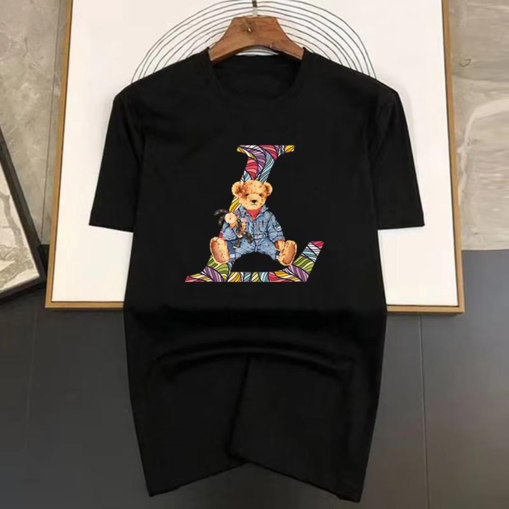 Walking Rabbit Pattern Printing Cotton Short Sleeve Men Street Luxury Brand T-Shirts Loose Oversized Tees Breathable Soft S-7XL