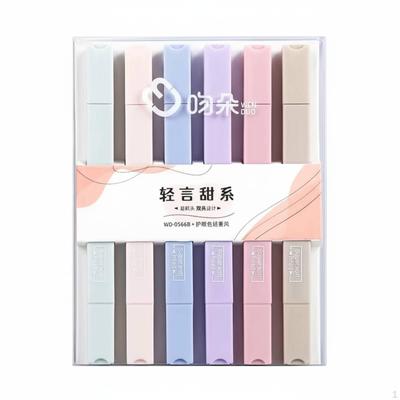 Pastel Highlighter Set, Double Tip, Soft Color Marker Pens, Student Note Emphasis, Boxed