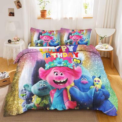 Trolls Printed Polyester Children 3D Children'S King Size  Bedding Duvet Cover Set Cute Printed Cartoon Quilt Cover Home