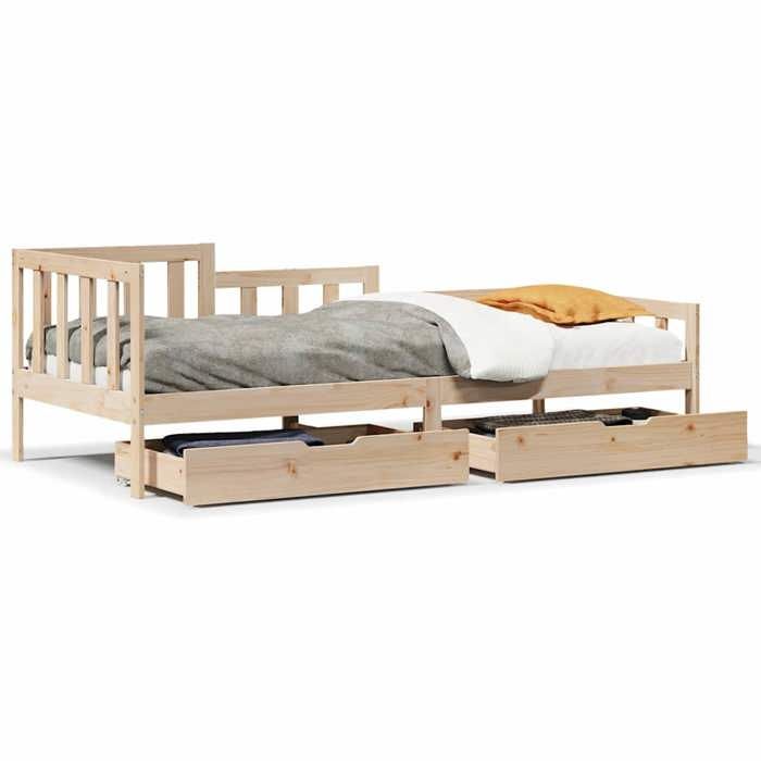 VidaXL Daybed with Drawers Without Mattress 90x200 Cm Solid Wood 3302100