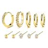 7-10 Piece Set Small Gold Hoop Stud Earrings for Women, 18K Gold Plated Tiny Stainless Steel Earrings Sets for Multiple Piercing