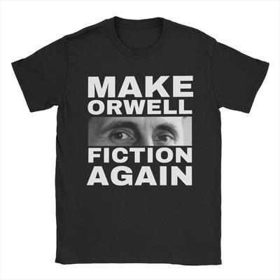 Make Orwell Fiction Again Koszulka Męska Bawełniane Topy Koszule Śmieszne 1984 Dekolt Okrągły Krótki Rękaw