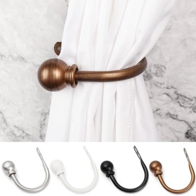 2PCS Practical Hold Simple U Shaped Tassel Arms Hooks Metal Tieback Curtain Loop Holder