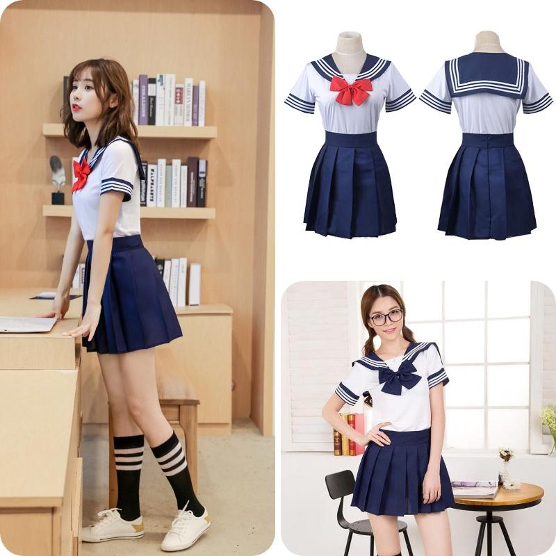 Student Uniform School Set Girls Jk Skirt Sailor Adult Halloween Costume Cosplay