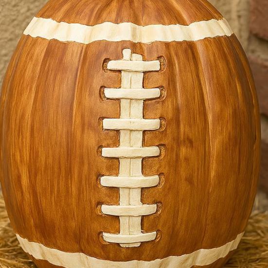 Football Pumpkin Ornament Resin Handmade Halloween Figurine Fall Football Halloween Event Decoration