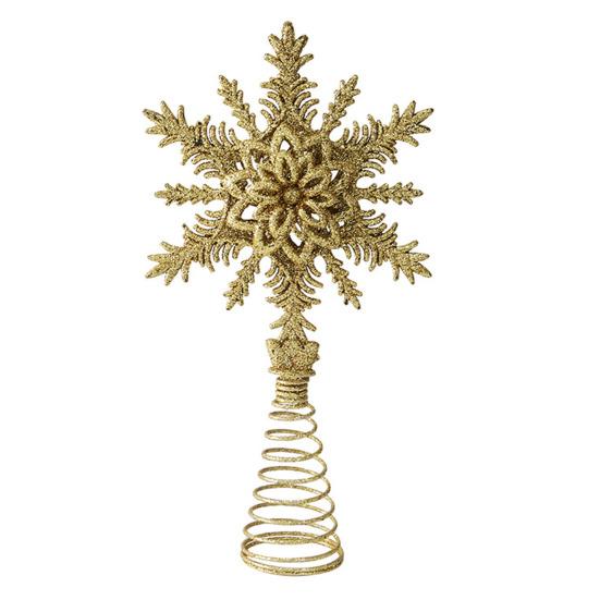Snowflake Tree Topper Gold Red Glittered Iron Star for Christmas Tree Easy Installation Festive Decoration for Holiday Parties