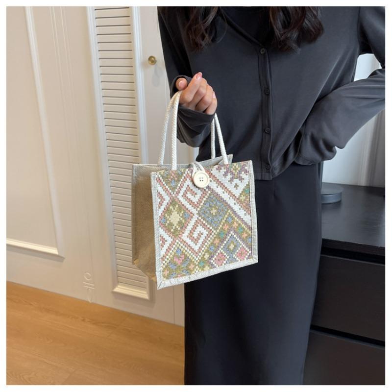 Bolsa de pano de vela nacional feminina verão moda portátil lancheira de linho bolsa bento