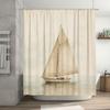 Vintage Style Sailboat Printed Shower Curtain Waterproof Bath Decoration for Home Bathroom Decorations White