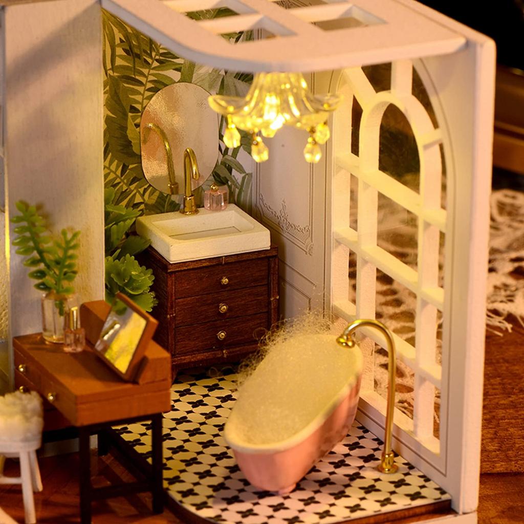 CUTEROOM Creative Miniature Dollhouse Kit Scale Wooden DIY Room with Dustproof and LED Perfect for Crafting Enthusiasts and Unique Home Decor - 132