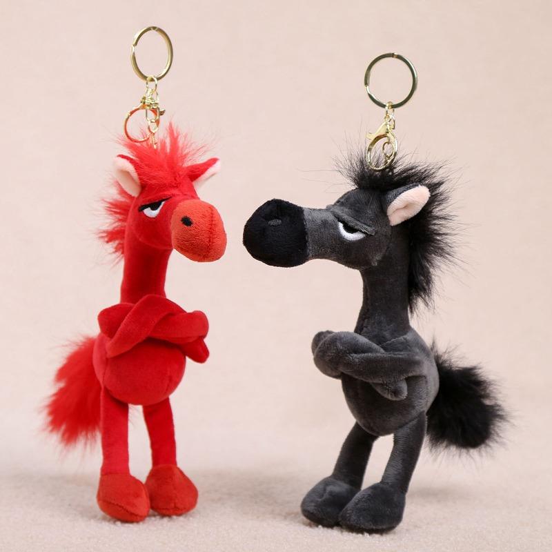 New Year Horse Mascot Toys Keychain Cartoon Horse Pendant Plush Doll Soft Stuffed Animal Horse Doll Bag Pendant Gilrs Gifts