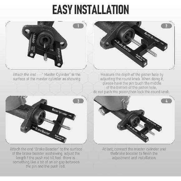 (Upgraded) Brake Adjustment Tool, Brake Booster Rod Adjustment Tool, Brake Booster With Master Cylinder,Pushrod Power For Adjustable Braking Distance