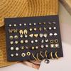40 Pcs Gold Color Earring Set for Women Vintage Butterfly Heart Pearl Crystal Stud Earrings Korean 2025 New Simple Jewelry Gifts