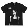 Idol Black White Portrait Korean Slogan Print T Shirt Unisex Loose Oversized Harajuku Streetwear Cotton Summer Graphic Tee