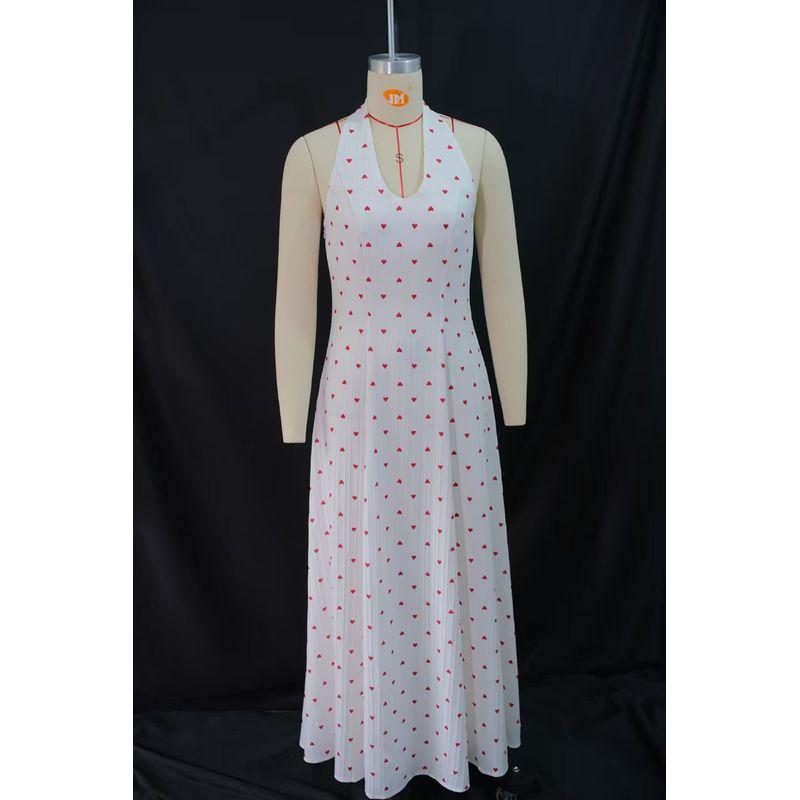 

Fashion Wind New Fashion Sexy V-neck Halter Love-Shape Print Dress Sexy V-neck Printed Dress Print 2XL