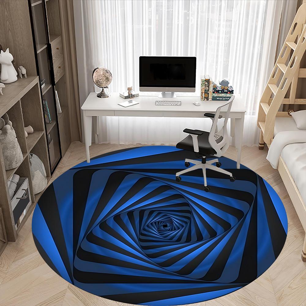 1pc Blue Spiral Tunnel Chair Carpet for Office Non-Slip, Machine Washable Rug for Office - Holiday DecorMachine Made Yy251029112