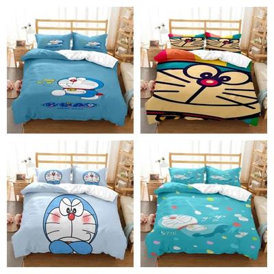 Blauer Katzen Digitaldruck Polyester Bettwäsche-Set für Mädchen und Jungen Bettwäsche-Set für Teenager Bettwäsche-Set Geschenk