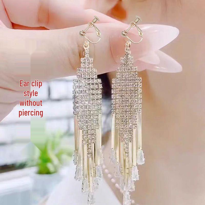 2021 Trendy Long Tassel Diamond Earrings: Elegant, Luxurious, and Stylish