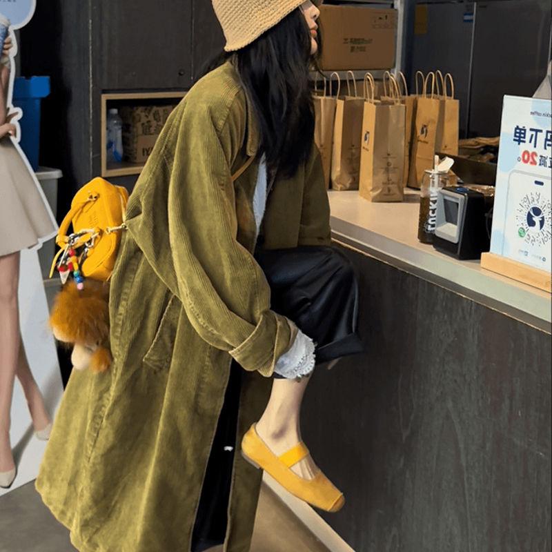 

Женское осенне-зимнее высококлассное тренчковое пальто во французском стиле с нишевым дизайном и корейским ретро-стилем S