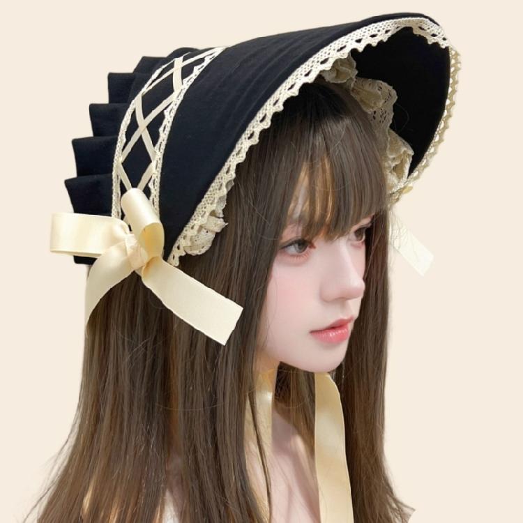 Lace Trim Bonnet Hat for Women Cosplay Event Victorian Cocktail Hat For Teens Teaparty Cocktail Dressingup Headwear