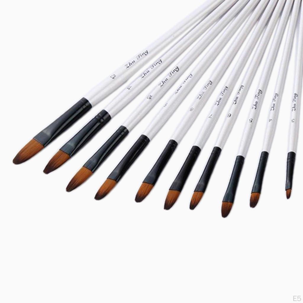 1 Mixed Set - Nylon Hair Handle Brush for Acrylic Beginners Art Supplies