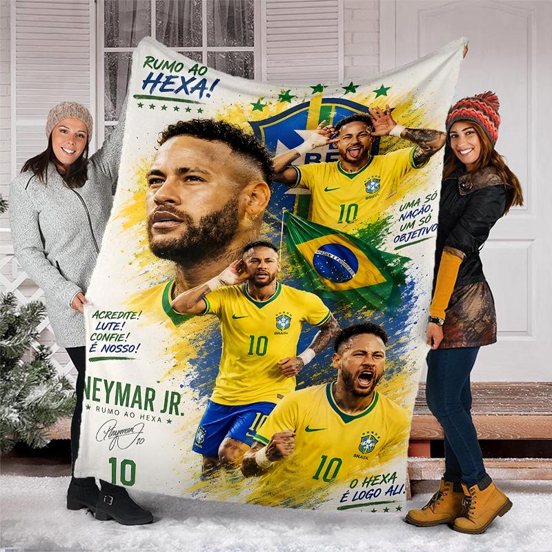 1pc Neymar1 Theme Blanket - Digital Print, Polyester, Cozy for All Seasons, Perfect for Outdoor, and Travel