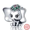 925 Sterling Copper Cute Elephant Dog Paw Print Cat Rabbit Cartoon Beads Fit Original Pantaro Charms Bracelet DIY Zircon Making